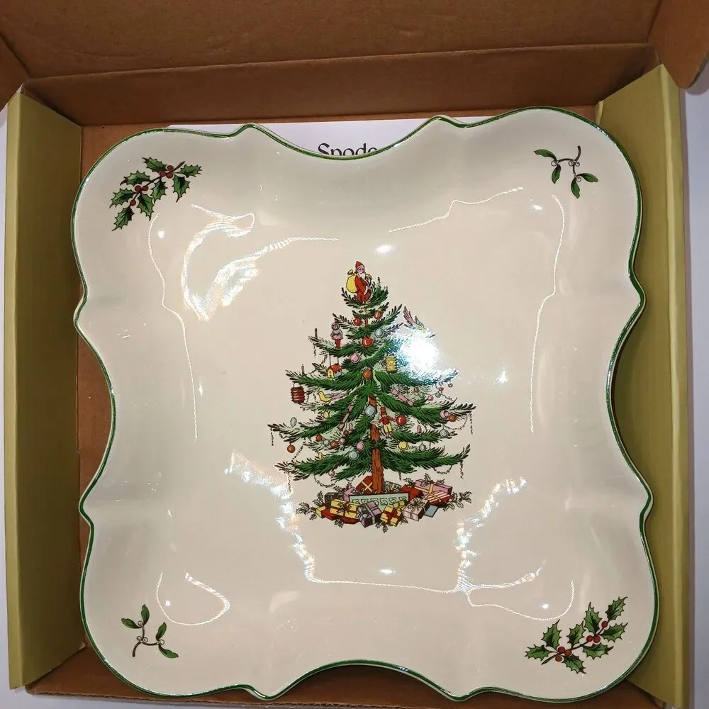 Spode Christmas Tree Devonia Tray 8 inches Square Candy Trinket Dish New in Box